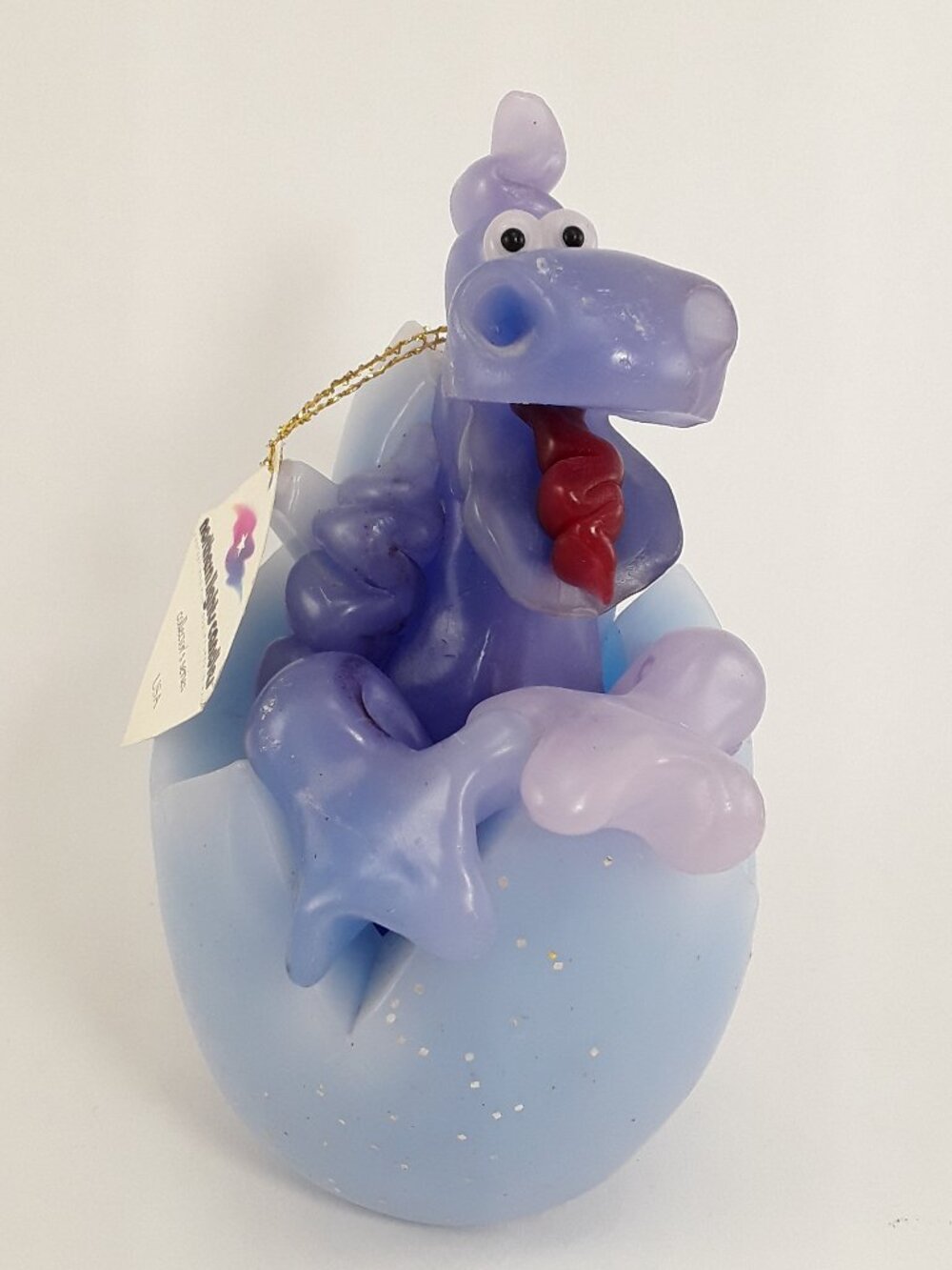 Vintage 6" Hatching Baby Dragon Candle, Northern Lights Candles purple blue egg